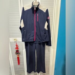 Ralph Lauren, active blue, pink track, sweatsuit jacket, size XL pants size L